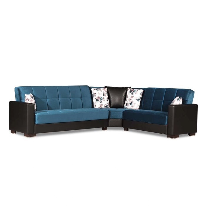 Ottomanson Armada Collection Upholstered Convertible Sectional with Storage