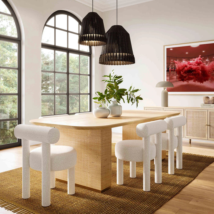 Akiba 96" Natural Ash &amp; Rattan Rectangular Dining Table