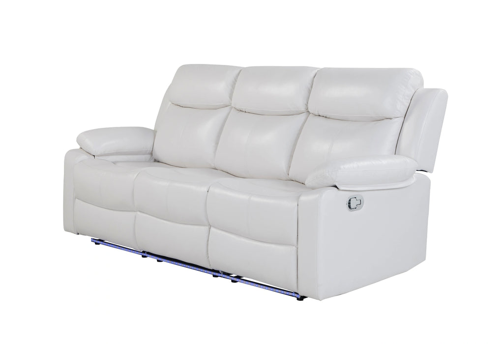 U6026 Blanche White Reclining Sofa with LED