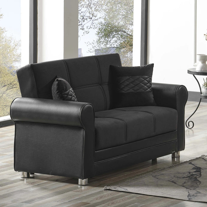 Ottomanson Avalon Collection Upholstered Convertible Loveseat with Storage