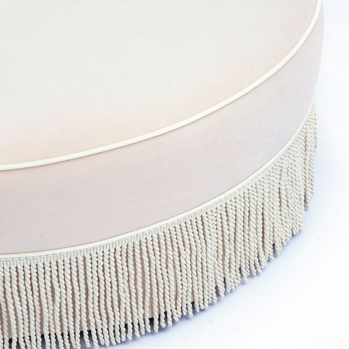 Tassy Tasseled Round Ottoman