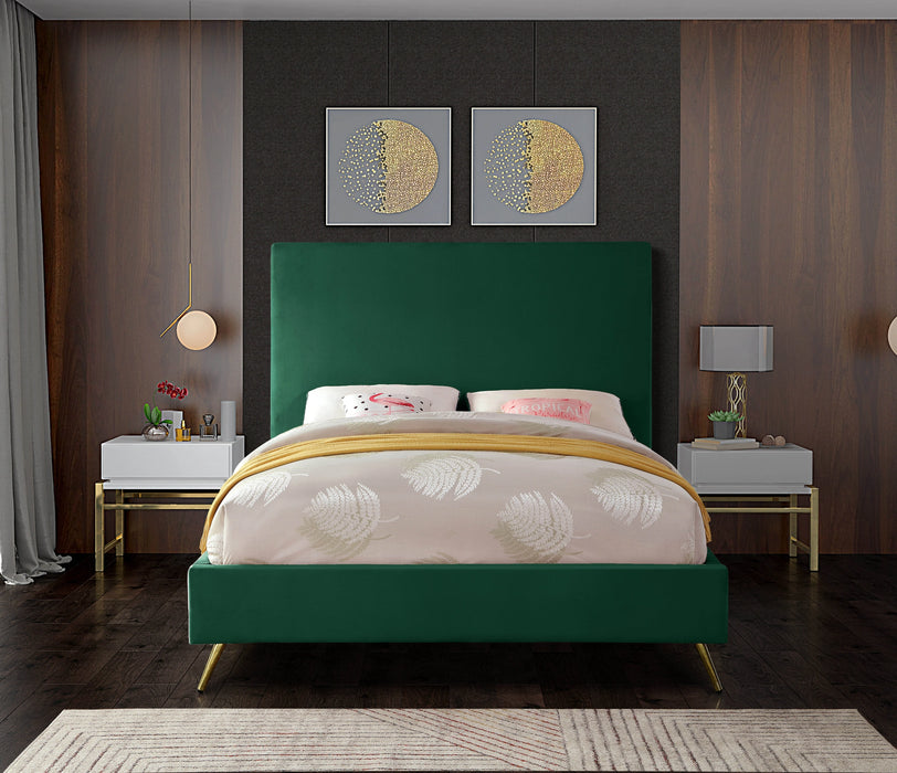 Jasmine Green Velvet Queen Bed