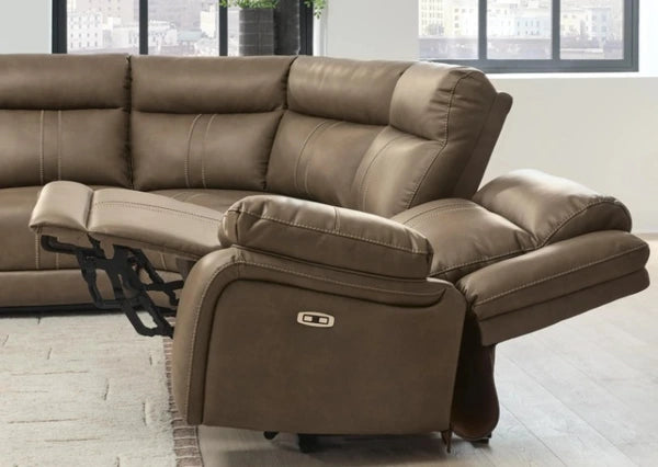 Max-Momentum 7-Piece Biscotti Zero Gravity Power Reclining L-Shape Sectional with Audio Consoles
