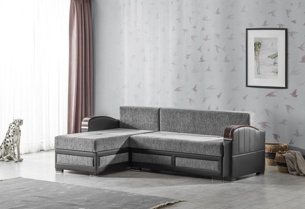 Ottomanson Maya Collection Upholstered Convertible Sectional with Storage