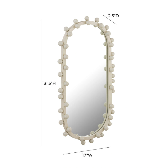 Bubbles Ivory Oval Wall Mirror (17"X31.5"-22.6"X42")