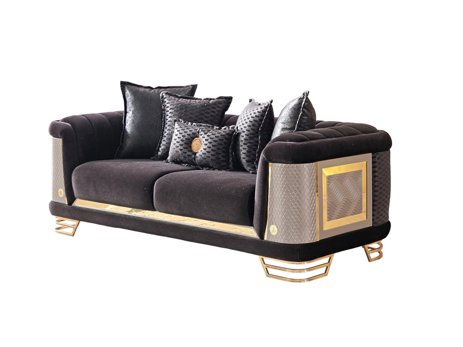 Romans Stationary Loveseat Black