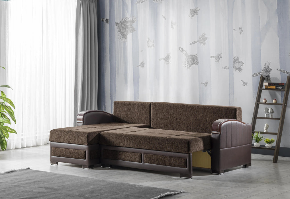 Ottomanson Maya Collection Upholstered Convertible Sectional with Storage