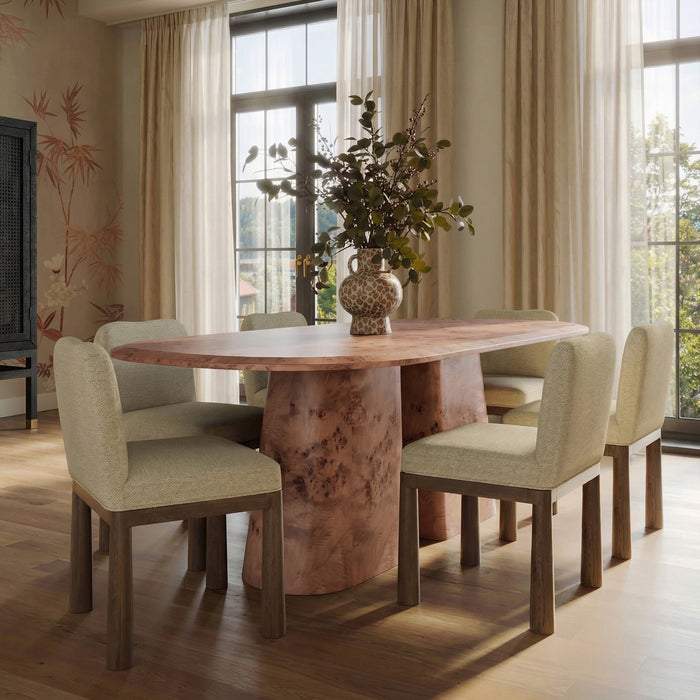 Gladyss 87" Brown Burl Oval Dining Table