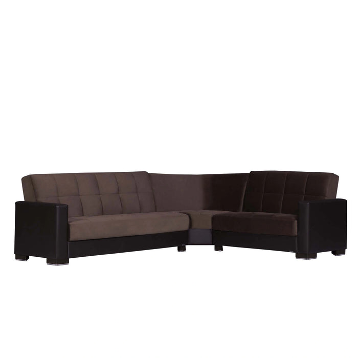 Ottomanson Armada Collection Upholstered Convertible Sectional with Storage