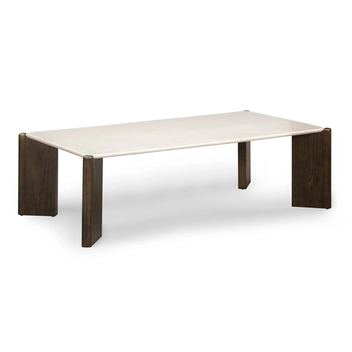 Restis 52" Cream Quartz Rectangular Coffee Table