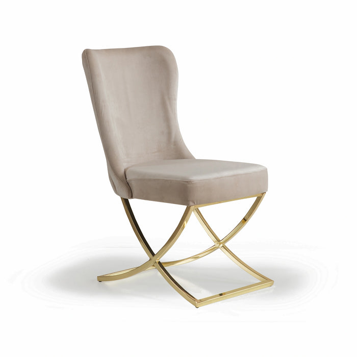 Ottomanson Royal Collection Upholstered Gold Legged Dining Chair, Set of 2