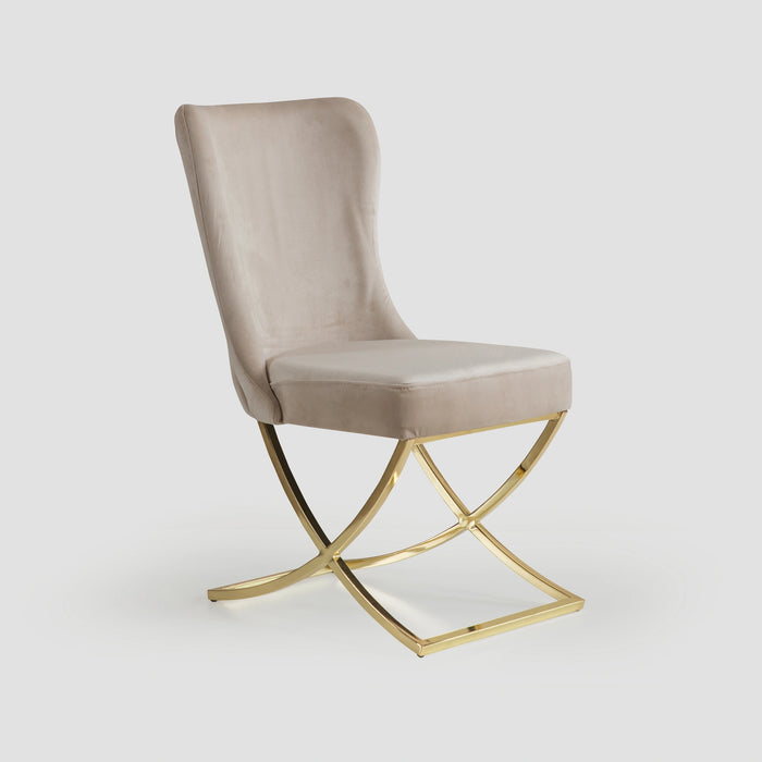 Ottomanson Royal Collection Upholstered Gold Legged Dining Chair, Set of 2