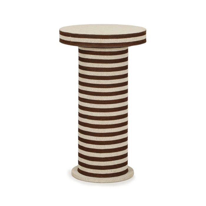 Lyra Natural Striped Cotton Jute Contract-Grade Side Table