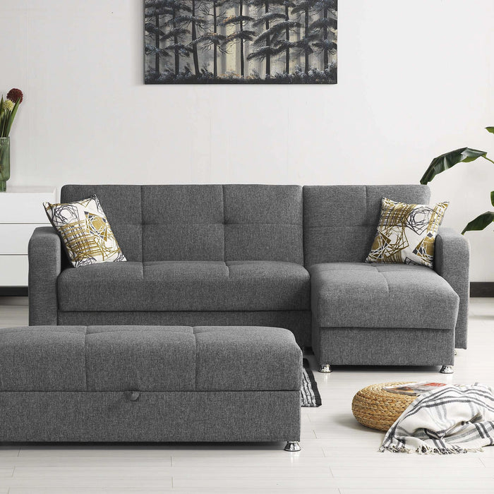 Ottomanson Harmony Collection Upholstered Convertible Chaise Lounge with Storage