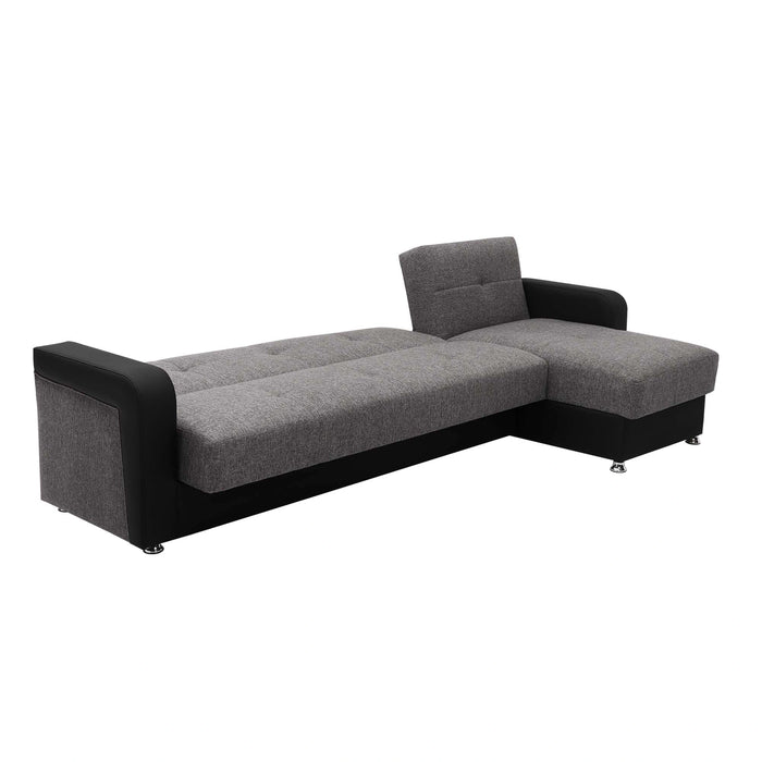Ottomanson Harmony Collection Upholstered Convertible Sectional with Storage