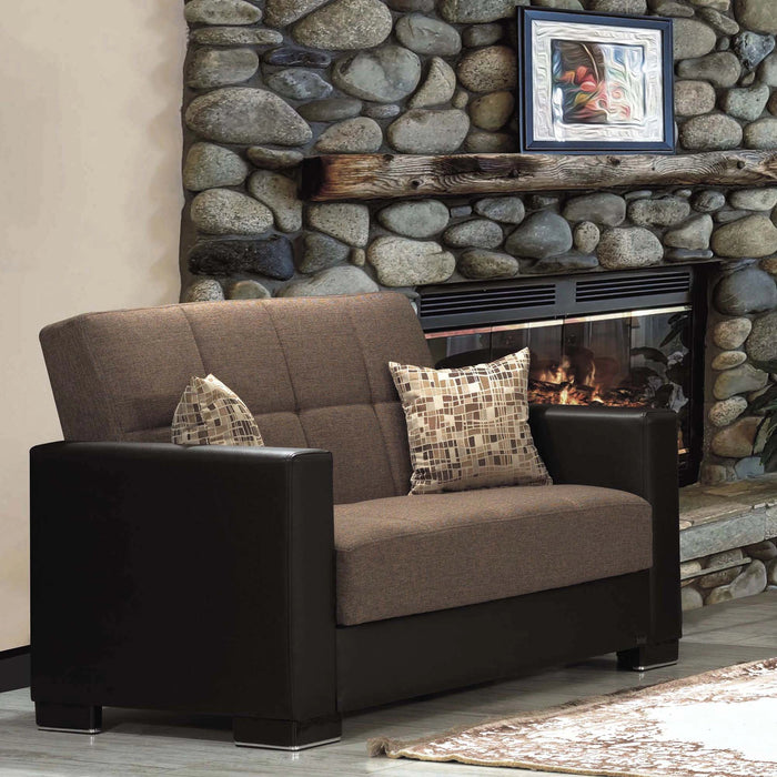 Ottomanson Armada Collection Upholstered Convertible Loveseat with Storage