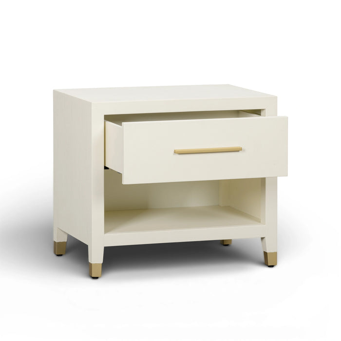Dani 25" Cream Faux Shagreen Nightstand with Drawer