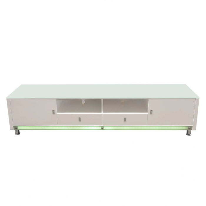 K99 83 Inch Low Profile Entertainment Cabinet in White Lacquer Finish w/ RGB Multi-Color Accent Light by Diamond Sofa