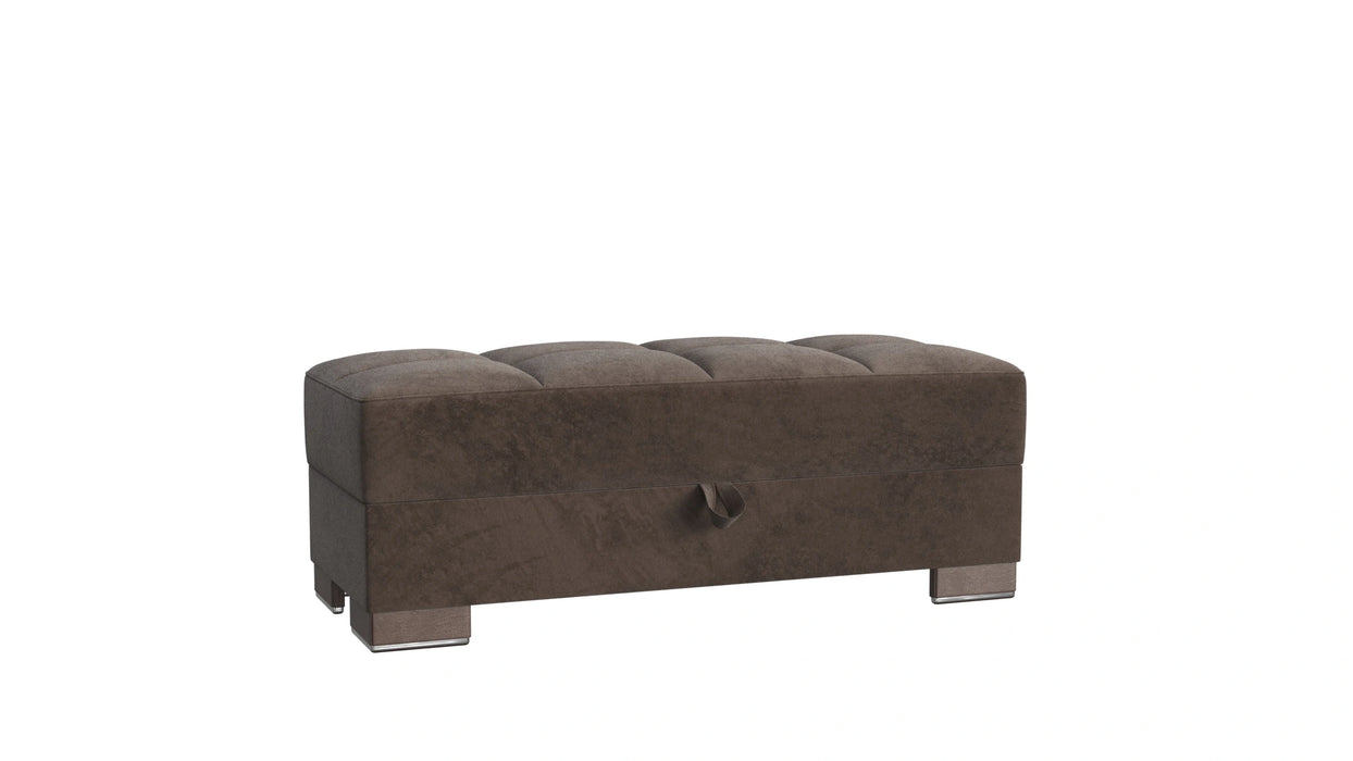 Ottomanson Armada X Collection Upholstered Convertible Wood Trimmed Ottoman with Storage