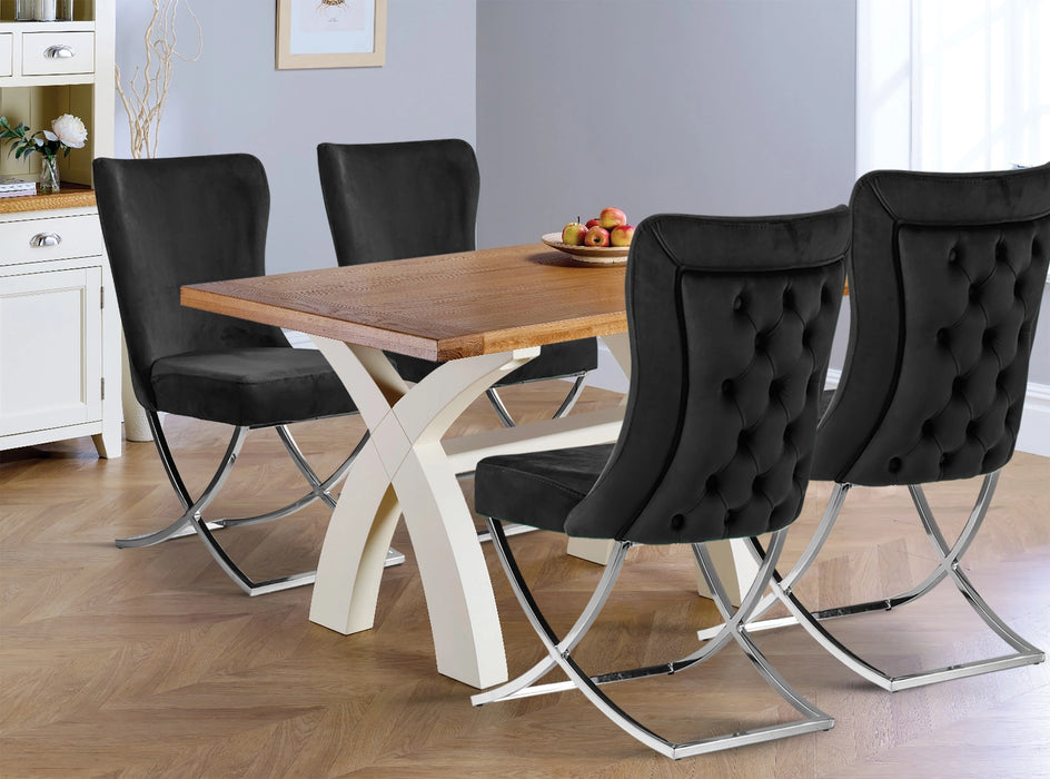 Ottomanson Royal Collection Upholstered Gold Legged Dining Chair, Set of 2