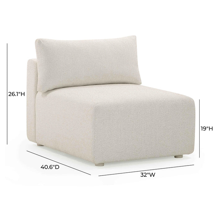 Hangover Cream Performance Fabric Outdoor Modular Armless Chair