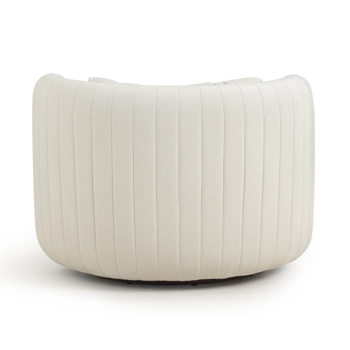 Nura Cream Performance Vegan Mohair Swivel Accent Chair