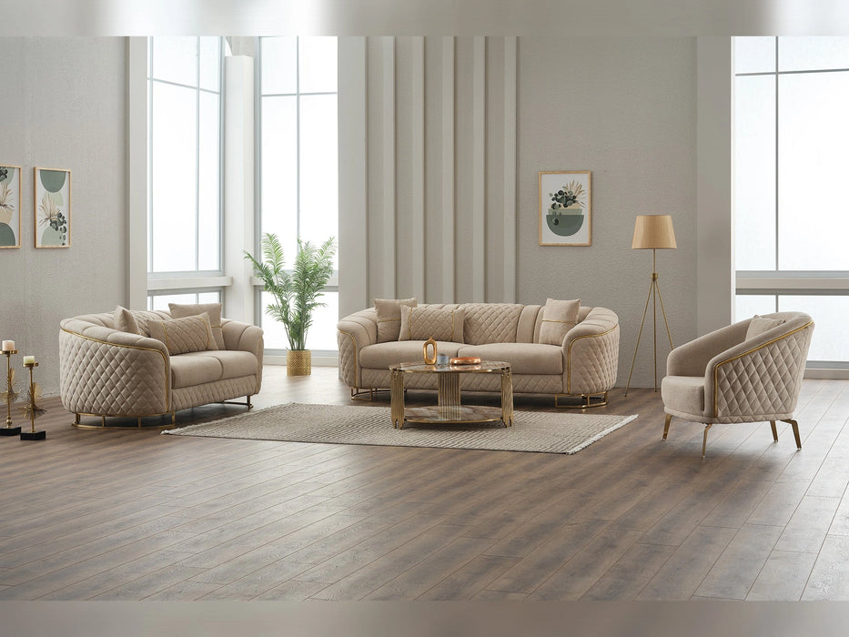 Victoria 3-pieces (Sofa & Loveseat & Chair) Livingroom Set Cream