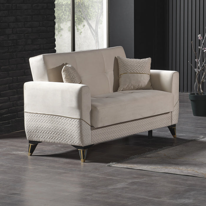 Ottomanson Samba Collection Upholstered Convertible Loveseat with Storage