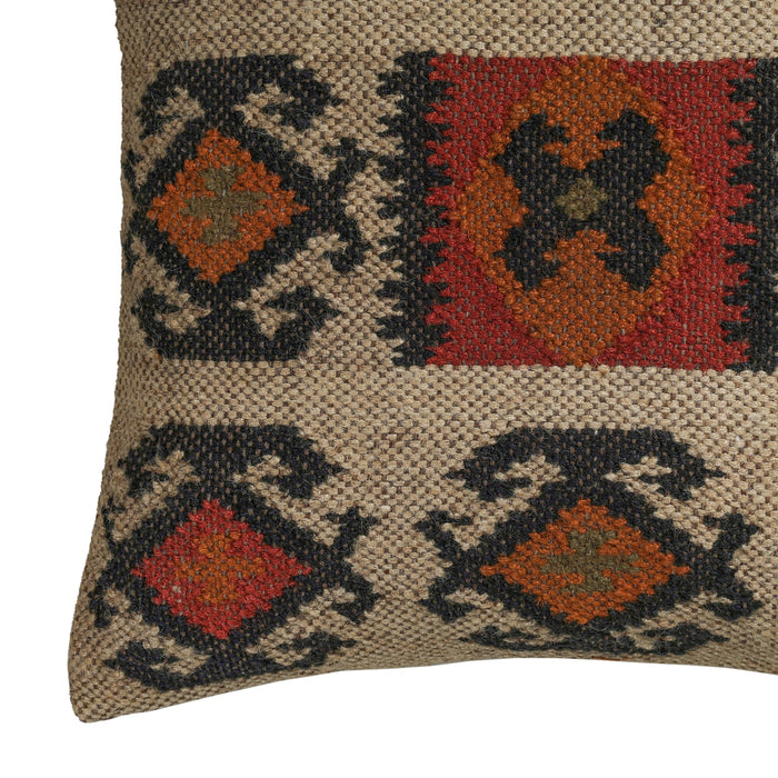 Terra 20" Square Wool and Jute Kilim Throw Pillow