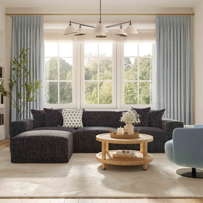 Mindy 115" Performance Chenille Basketweave Modular Sofa