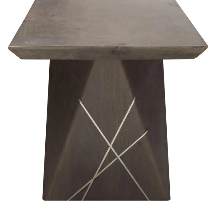 Motion Solid Mango Wood Dining/Accent Bench in Smoke Grey Finish w/ Silver Metal Inlay by Diamond Sofa