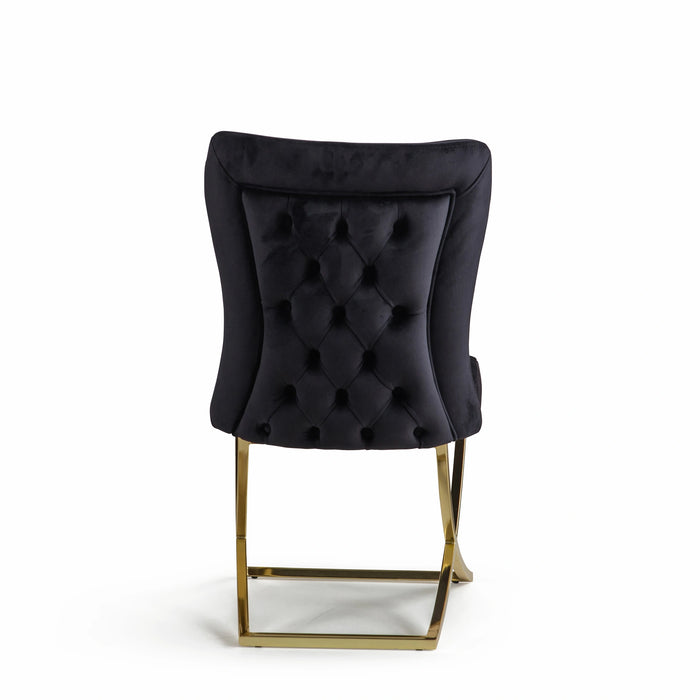 Ottomanson Royal Collection Upholstered Gold Legged Dining Chair, Set of 2