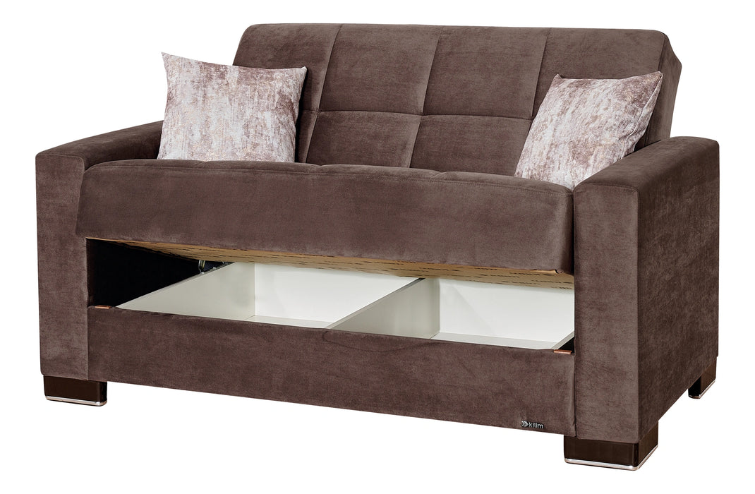 Ottomanson Armada Collection Upholstered Convertible Loveseat with Storage