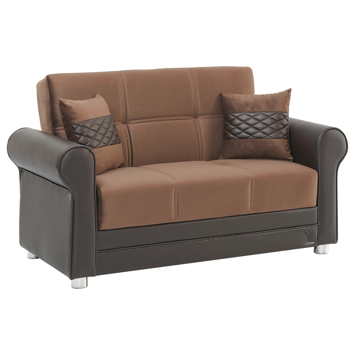 Ottomanson Avalon Collection Upholstered Convertible Loveseat with Storage