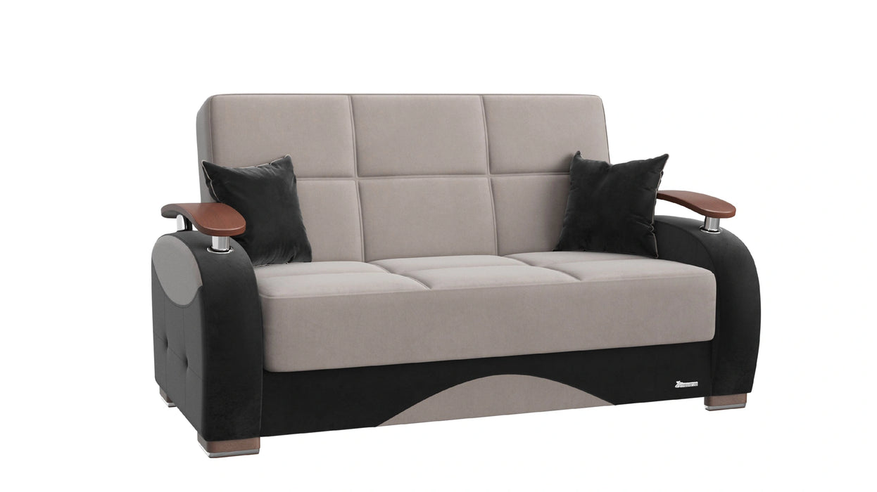 Ottomanson Yafah Collection Upholstered Convertible Loveseat with Storage