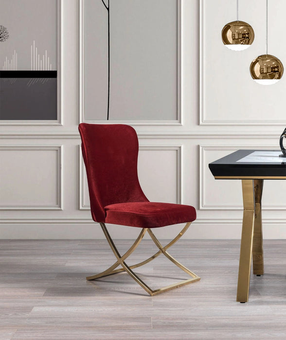 Ottomanson Royal Collection Upholstered Gold Legged Dining Chair, Set of 2
