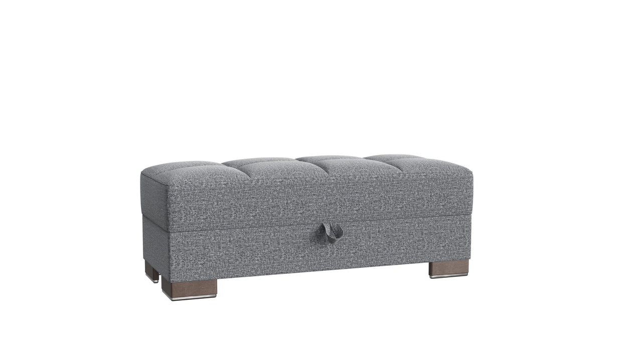 Ottomanson Armada X Collection Upholstered Convertible Wood Trimmed Ottoman with Storage