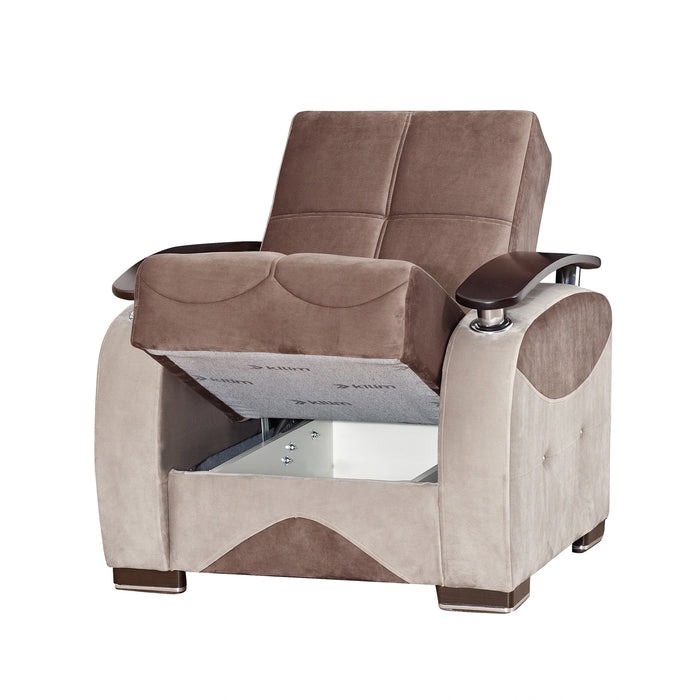 Ottomanson Yafah Collection Upholstered Convertible Armchair with Storage