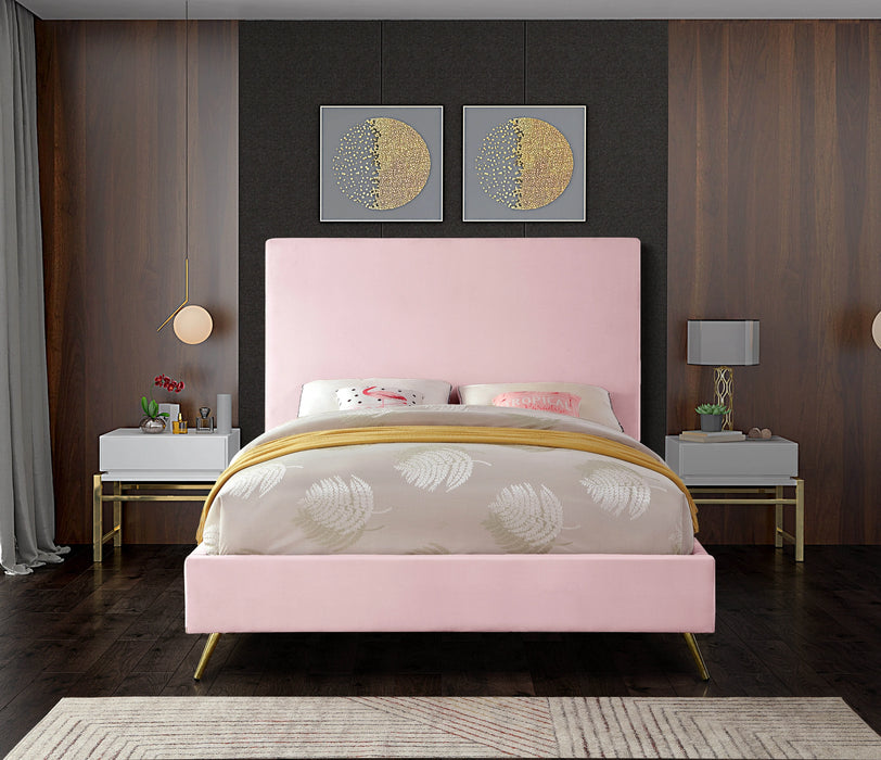 Jasmine Pink Velvet Queen Bed
