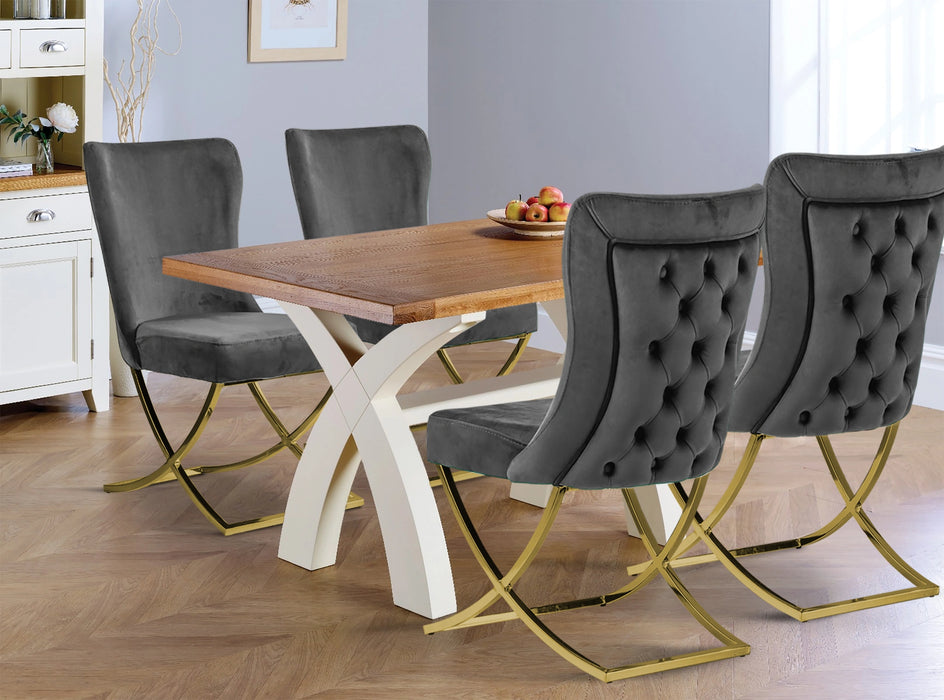 Ottomanson Royal Collection Upholstered Gold Legged Dining Chair, Set of 2
