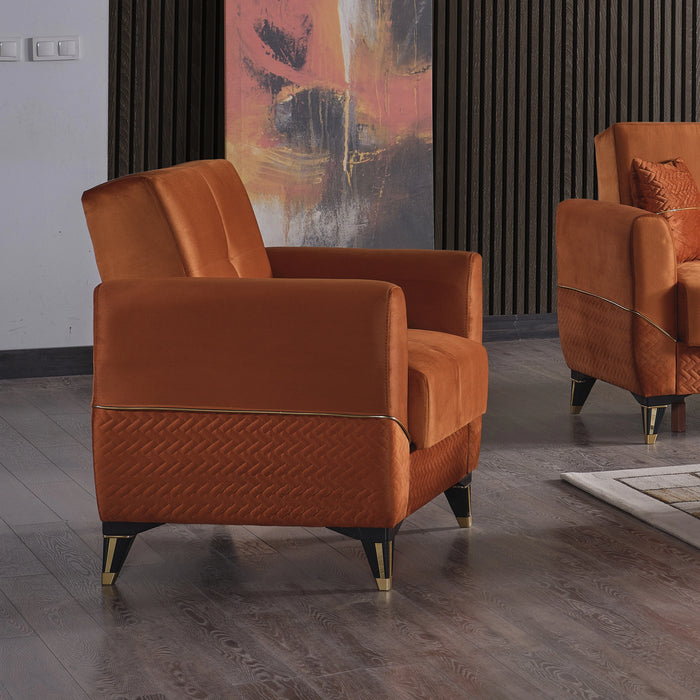 Ottomanson Samba Collection Upholstered Convertible Armchair with Storage