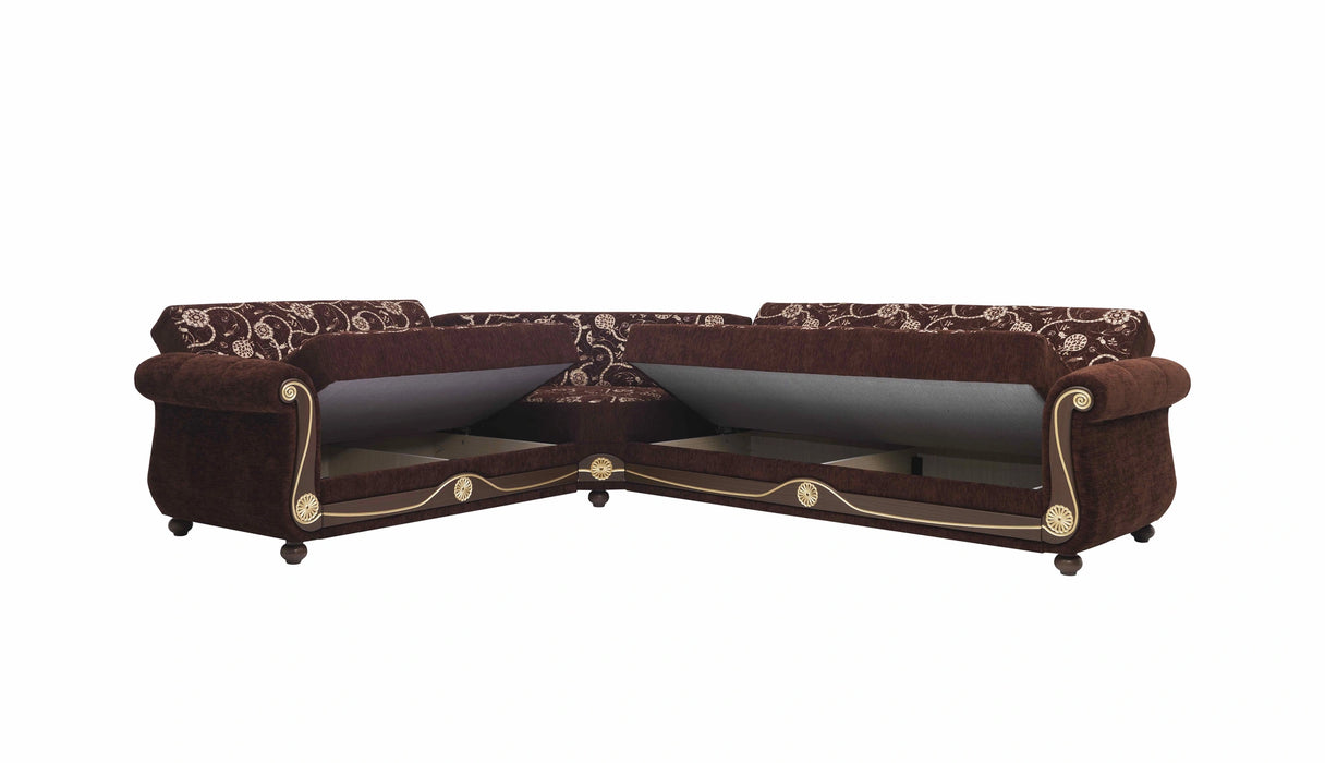 Ottomanson Americana Collection Upholstered Convertible Sectional with Storage