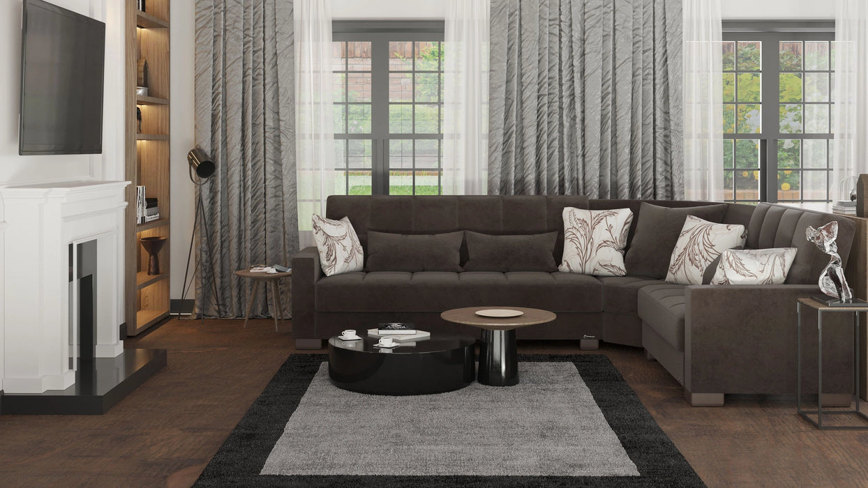 Ottomanson Armada Collection Upholstered Convertible Sectional with Storage