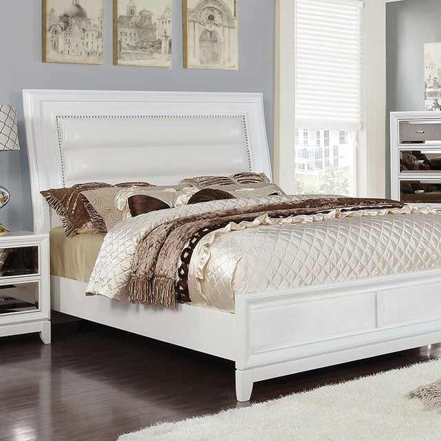 Golva E.King & Queen Bed White & Silver - Home And Beyond