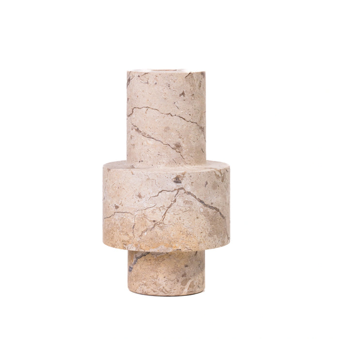 Natural Travertine Turned Candle Holder