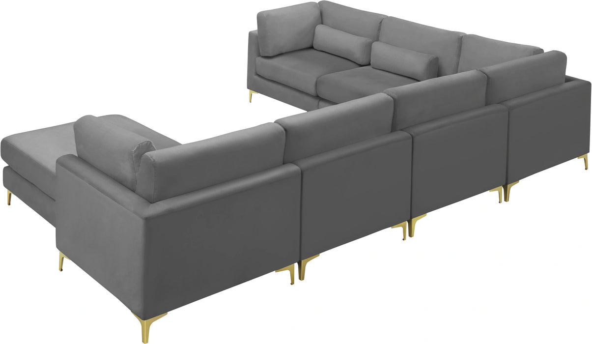 Julia Grey Velvet Modular Sectional (7 Boxes)