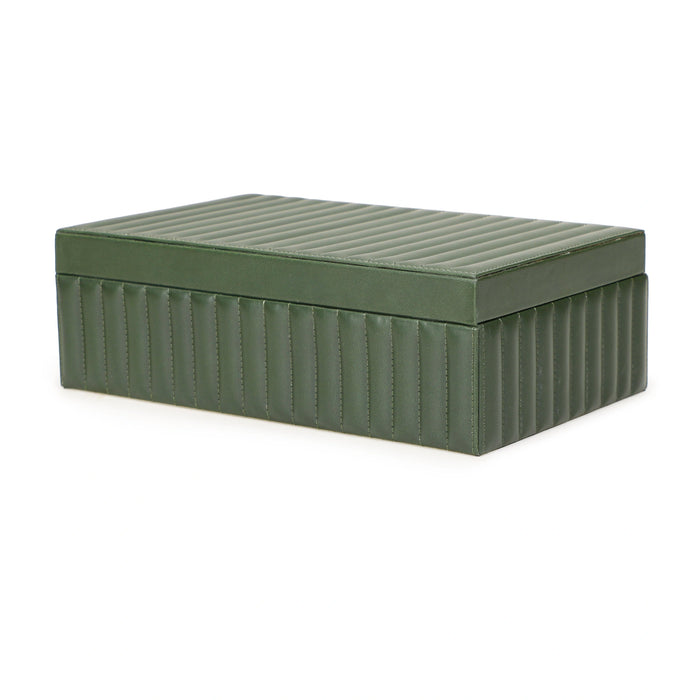 Eton Ribbed Green Vegan Leather Contract-Grade Storage Box