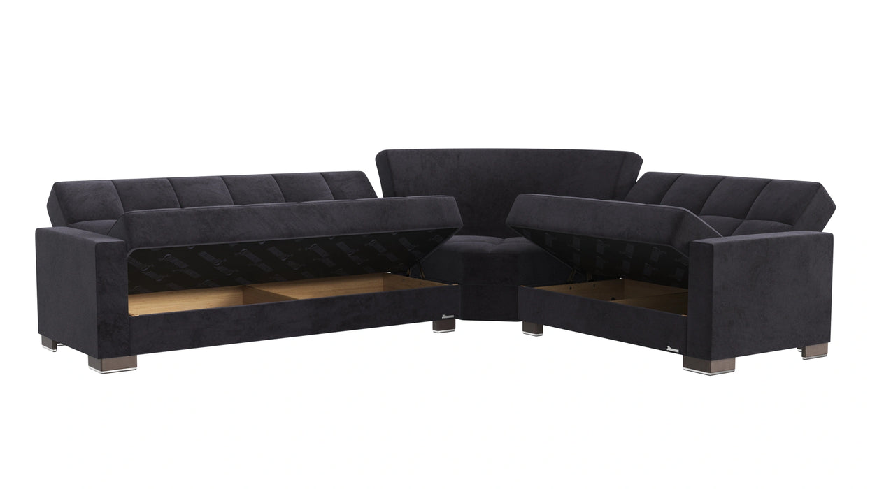 Ottomanson Armada Collection Upholstered Convertible Sectional with Storage