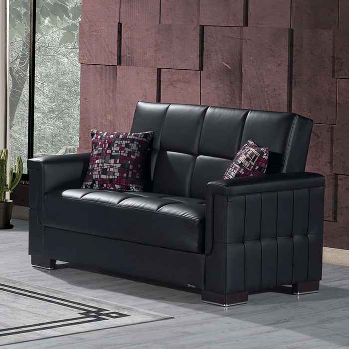 Ottomanson Armada Collection Upholstered Convertible Loveseat with Storage