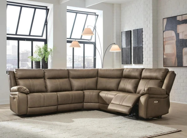 Max-Momentum 5-Piece Biscotti Power Reclining Curved Sectional
